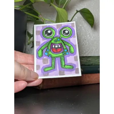 Wart - Little Monsters Series - Lisa Vollrath aceo art card thumbnail 2
