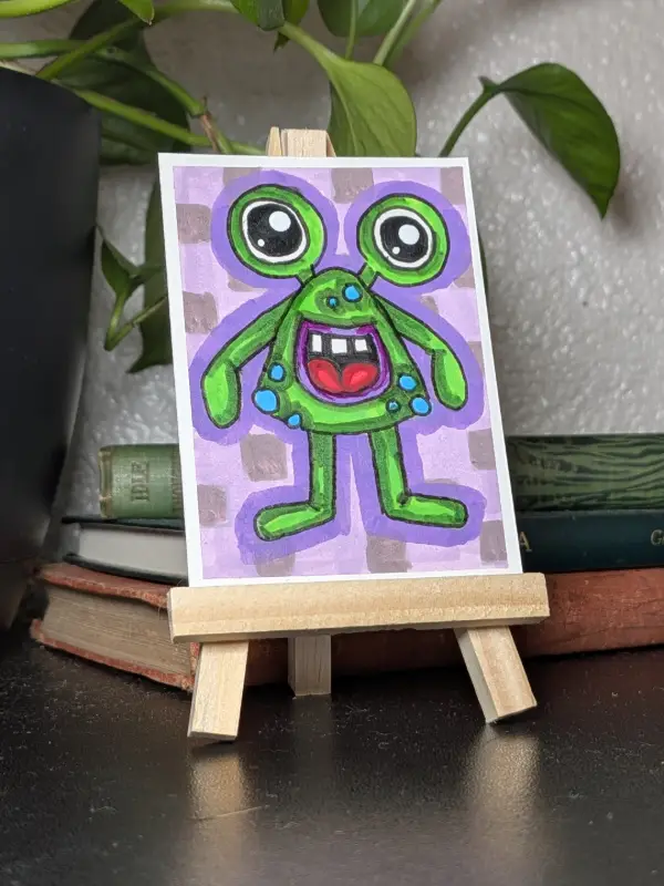Wart - Little Monsters Series - Lisa Vollrath aceo art card