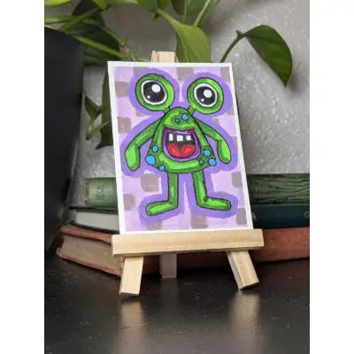 Wart - Little Monsters Series - Lisa Vollrath aceo art card thumbnail 1