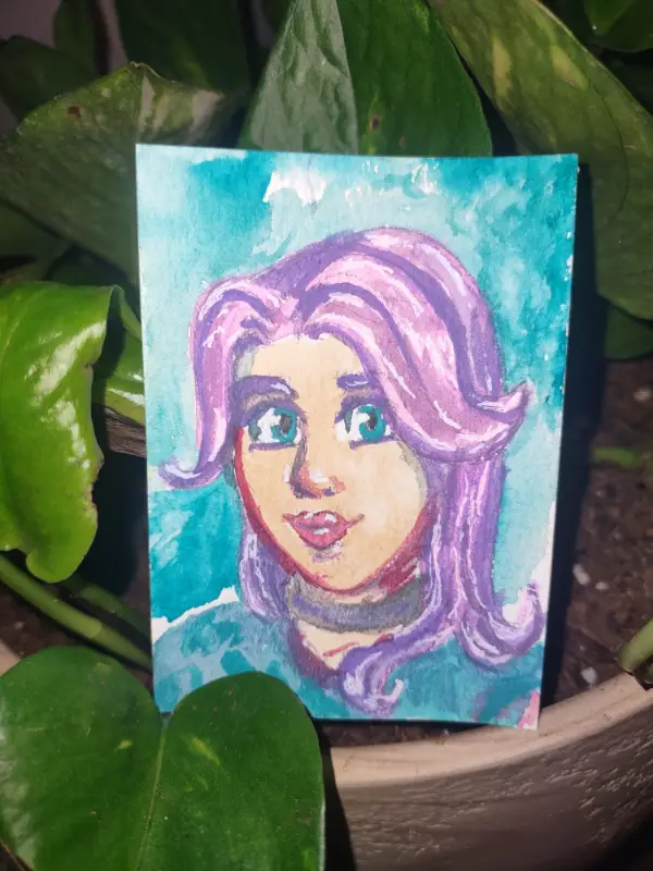 ACEO Original Abigail, Stardew Valley, Games, Characters, Watercolors aceo art card