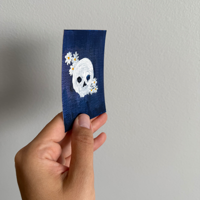 Original Floral Skull ACEO | Bloom and Bones #3/8 aceo art card thumbnail 2