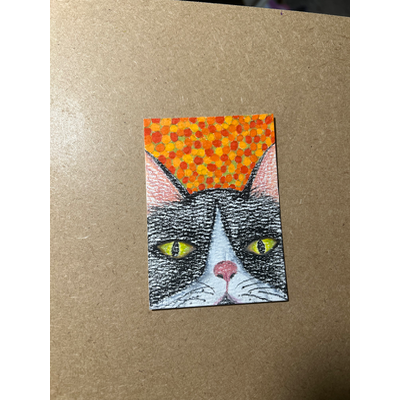 Peek-A-Boo Cat aceo art card thumbnail 3