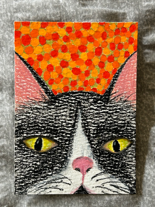Peek-A-Boo Cat aceo art card