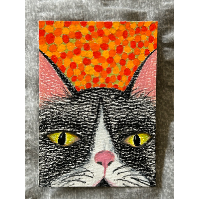 Peek-A-Boo Cat aceo art card thumbnail 1