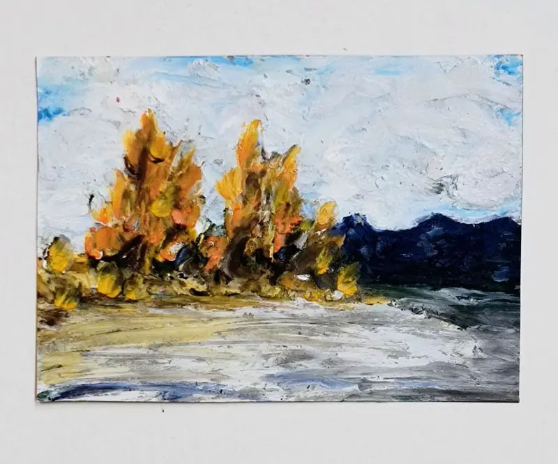 Autumn On The Lake aceo art card