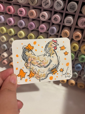 “Chicken” marker drawing aceo art card thumbnail 1