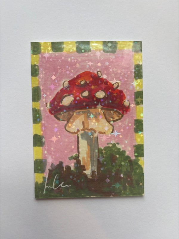 “Sparkly Mushroom” aceo art card