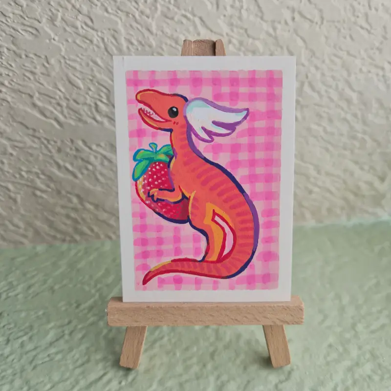 strawberry rigatony aceo art card
