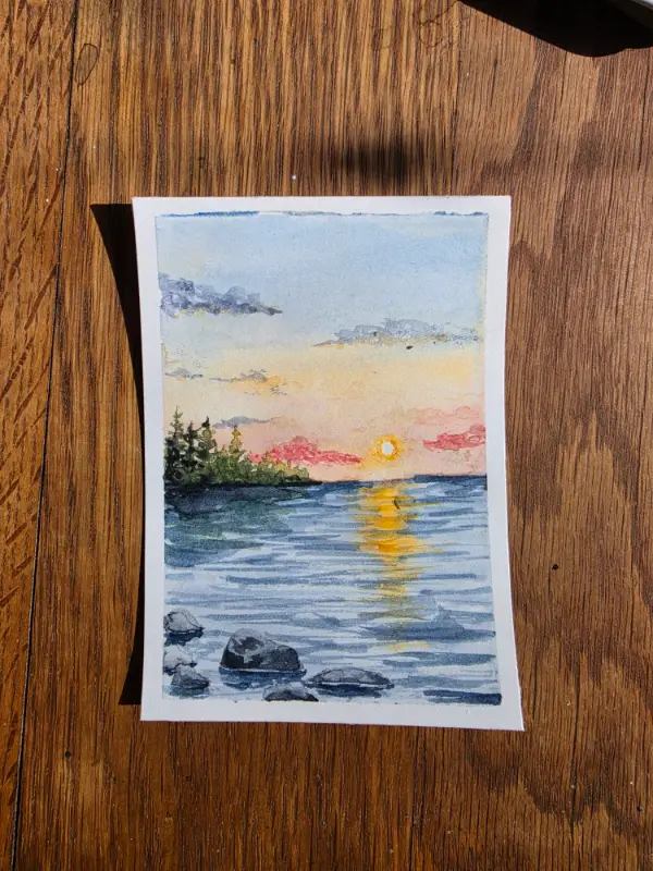 Sunset Over the Bay aceo art card