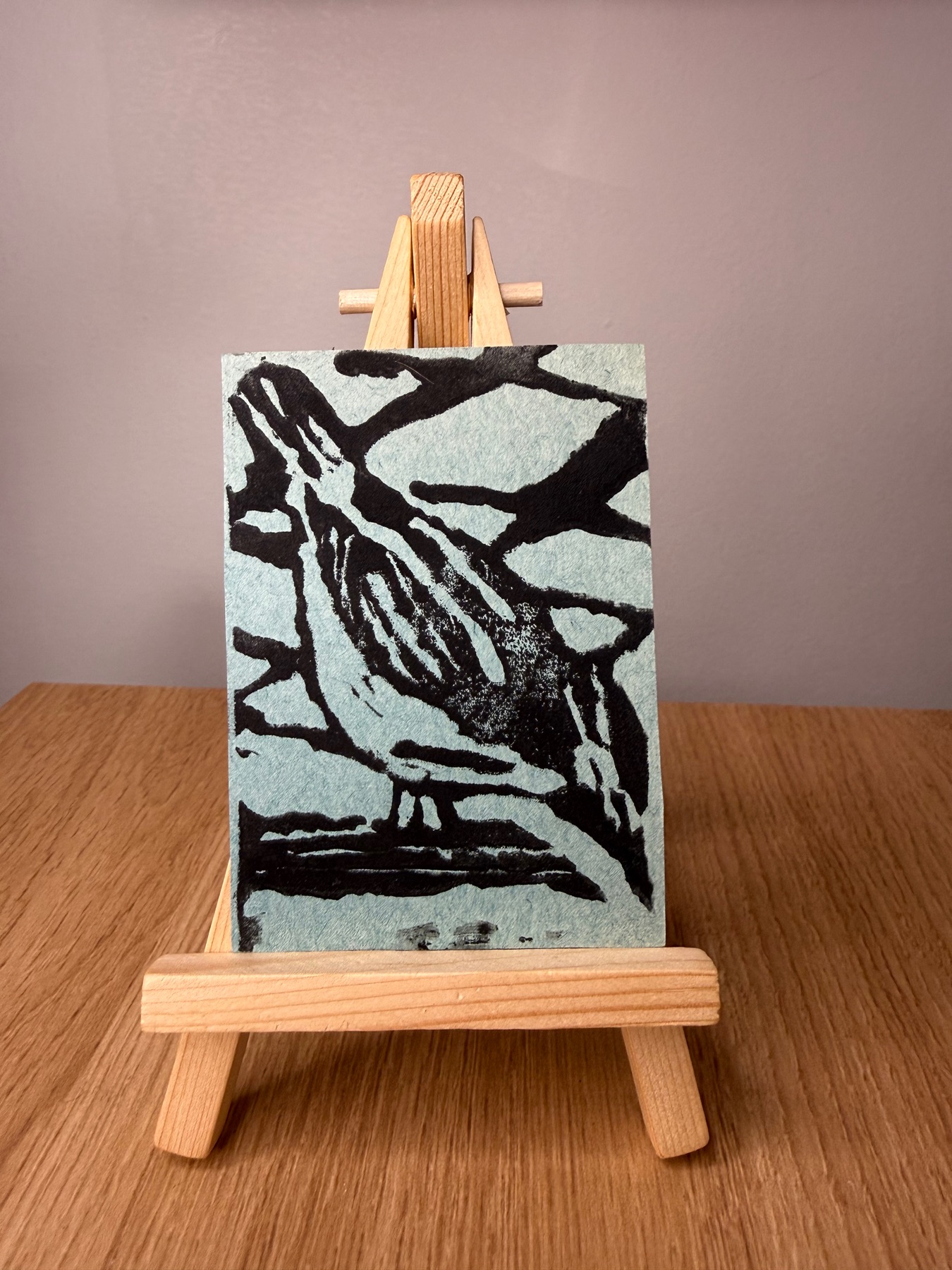 Nuthatch Linocut Print #3/50 by Lyndsay Aznaurov aceo art card