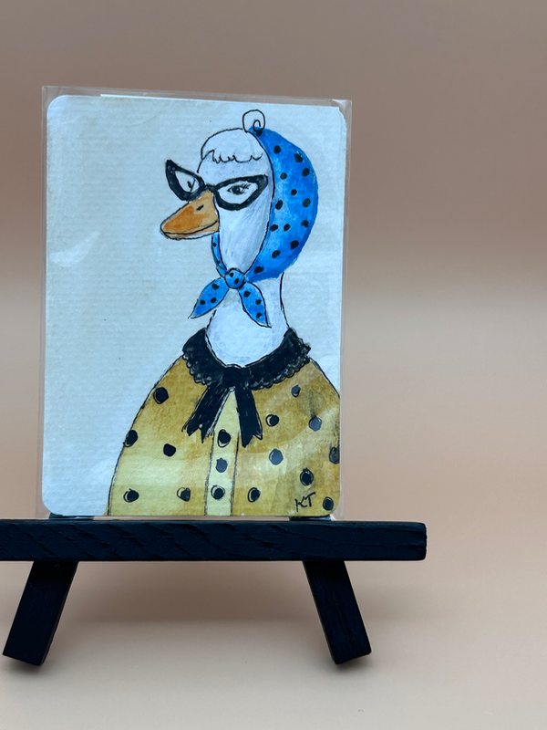 Original ACEP/OOAK goose Mabel gouache/ ink aceo art card