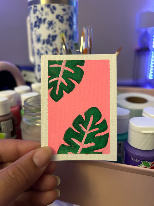 Monstera Leaf aceo art card