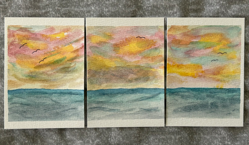 Cotton Candy Skies aceo art card