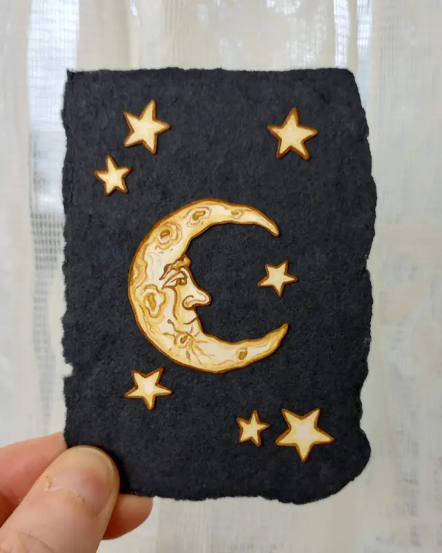 Man In The Moon Papercut Study No. 2 aceo art card