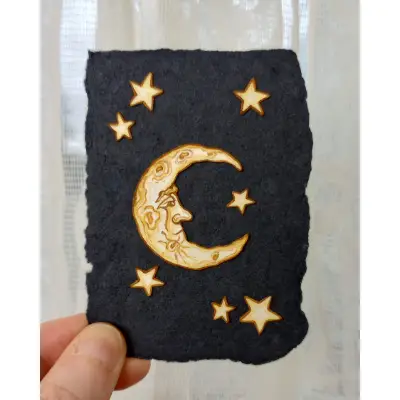 Man In The Moon Papercut Study No. 2 aceo art card thumbnail 1