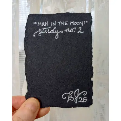 Man In The Moon Papercut Study No. 2 aceo art card thumbnail 4