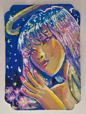 Rainbow Tiara aceo art card thumbnail 1