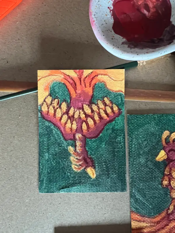 Original Descending Phoenix ACEO #2/6 Mystical Phoenix Series aceo art card