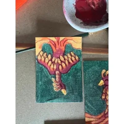 Original Descending Phoenix ACEO #2/6 Mystical Phoenix Series aceo art card thumbnail 1