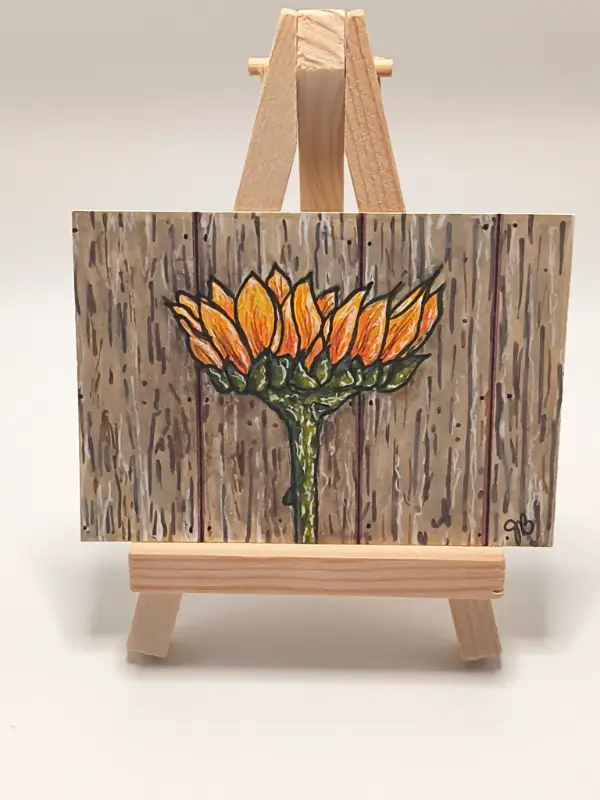 Rustic Sunflower aceo art card