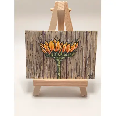 Rustic Sunflower aceo art card thumbnail 1