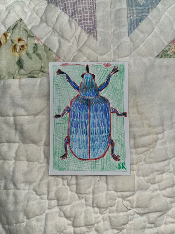 Blue Beetle aceo art card