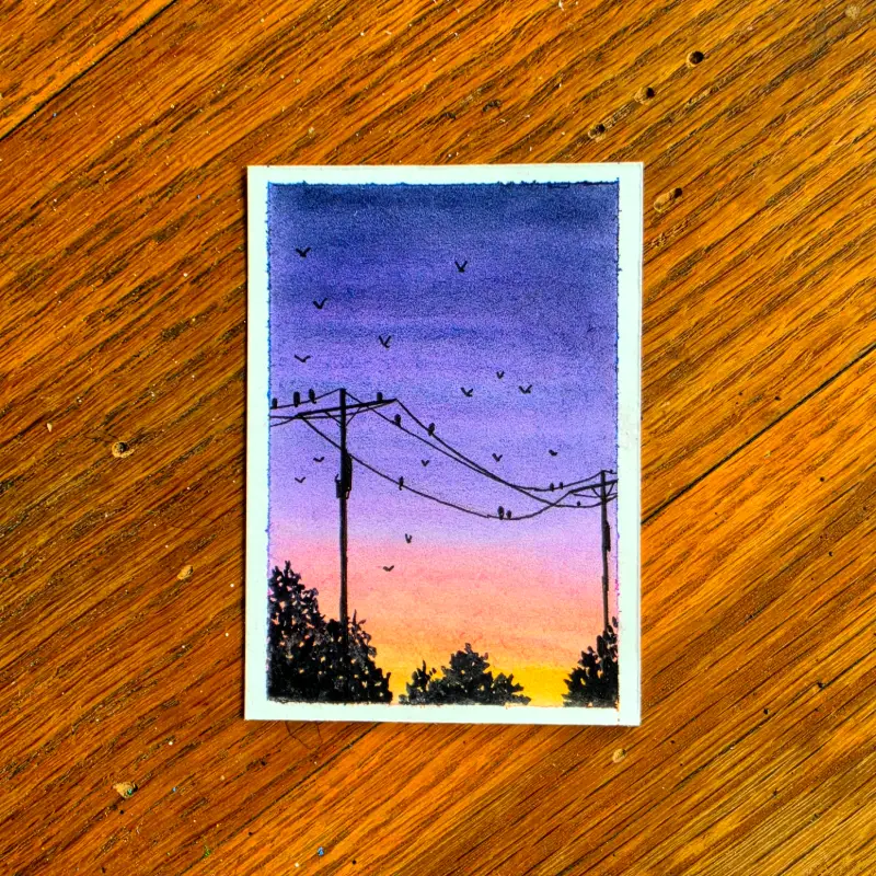 Powerful Sunset #1 aceo art card