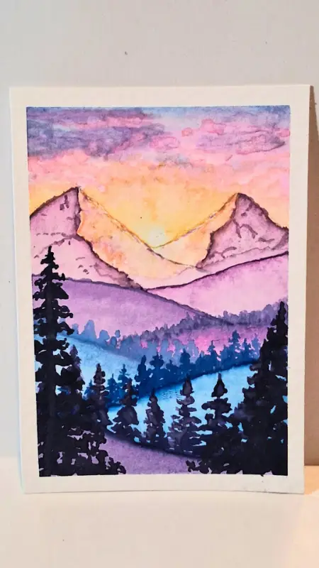 Sunrise Mountains aceo art card
