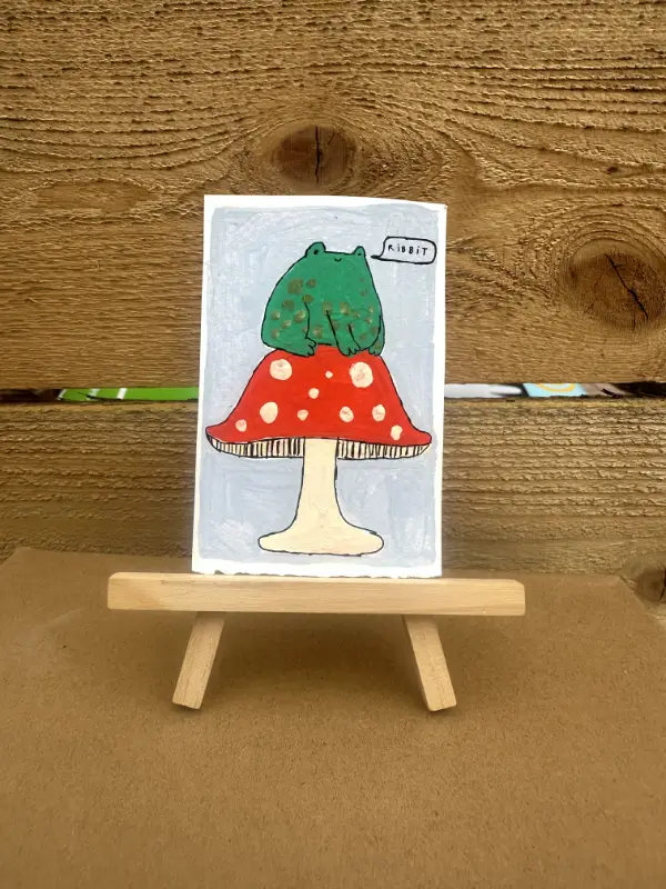 Mushroom frog aceo art card