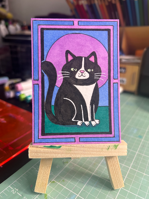 Tuxedo Cat aceo art card