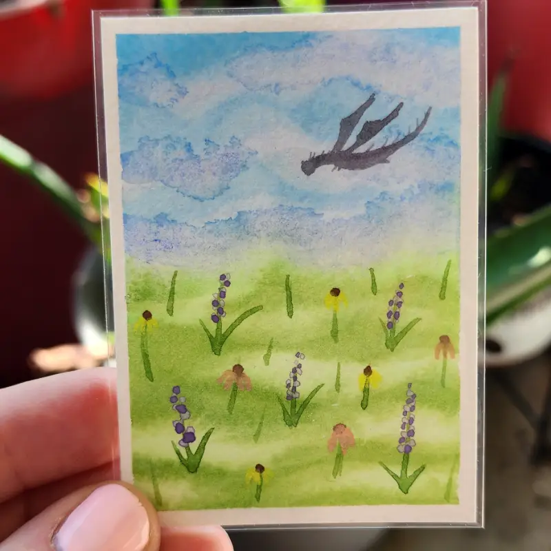Lone Dragon aceo art card
