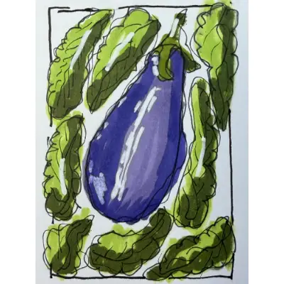Blueberrys aceo art card thumbnail 2