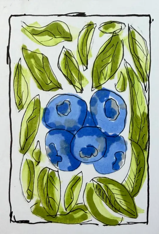 Blueberrys aceo art card