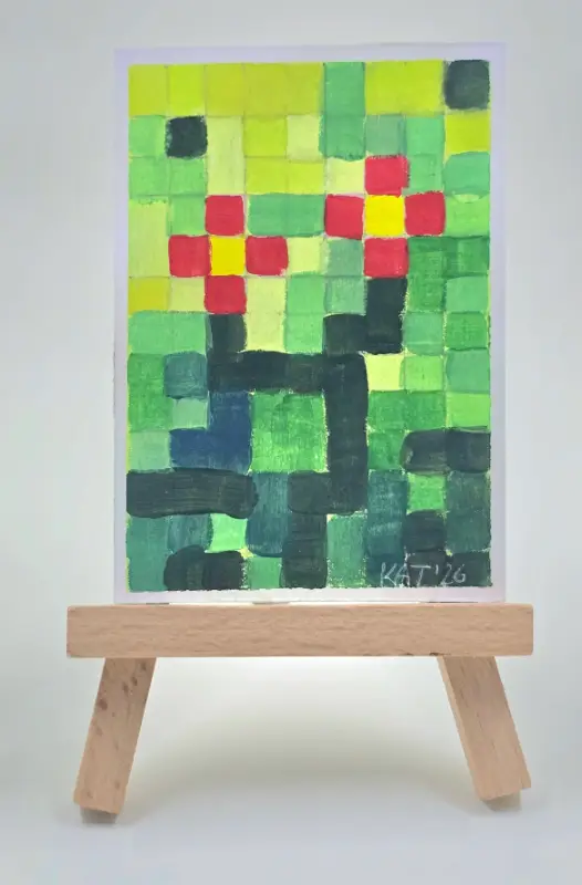 Pixel flowers aceo art card