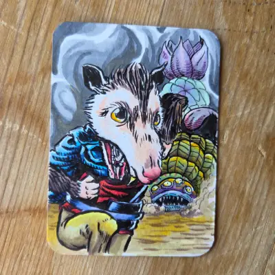 Opossum Problems aceo art card thumbnail 1