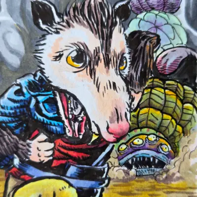 Opossum Problems aceo art card thumbnail 2