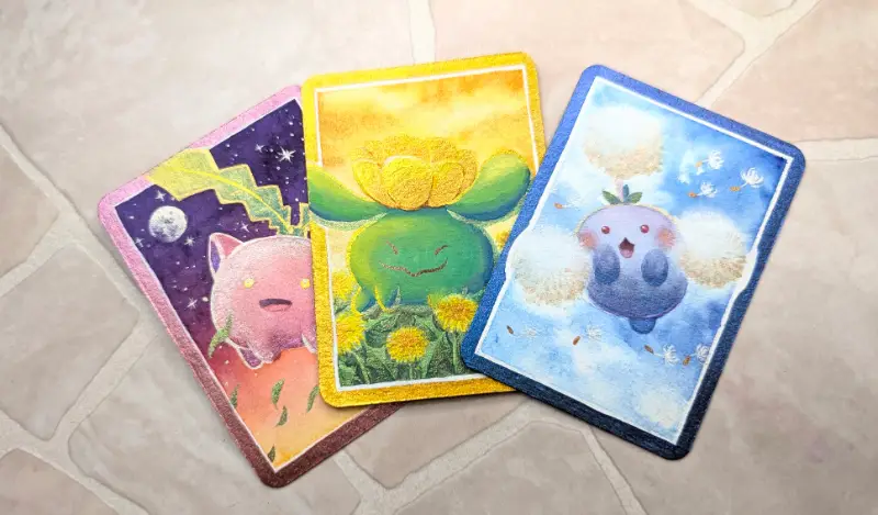 Set of 3 OOAK Sparkling Iridescent Watercolor Pokemon Cards - Hoppip Evo-line aceo art card