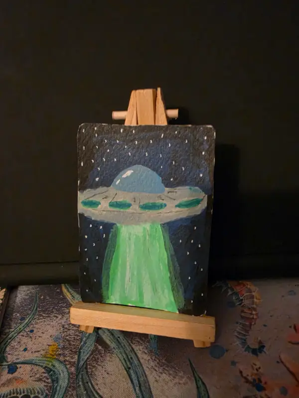 Alien abduction aceo art card