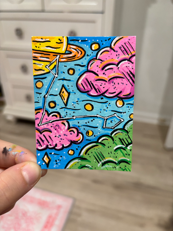 Pisces Zodiac Constellation | Astrology Illustration aceo art card