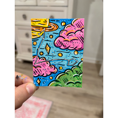 Pisces Zodiac Constellation | Astrology Illustration aceo art card thumbnail 1