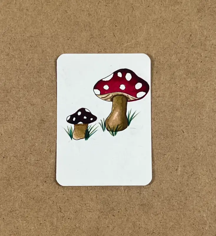 Red Toadstool Mushroom ACEO Original Art Card – Whimsical Woodland Miniature Painting aceo art card