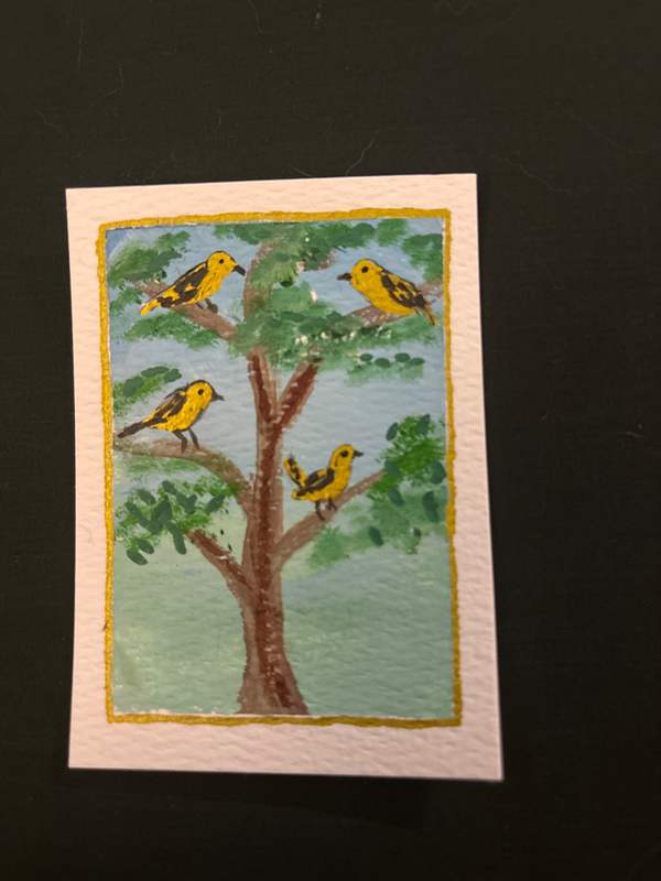 Gold finches aceo art card
