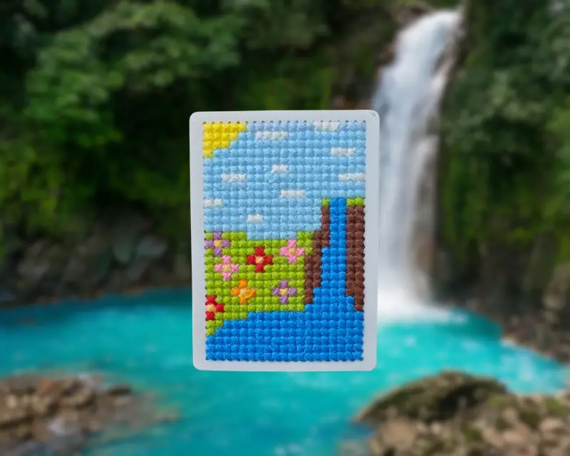 Waterfall AF9, Hand-Stitched (1/1) aceo art card
