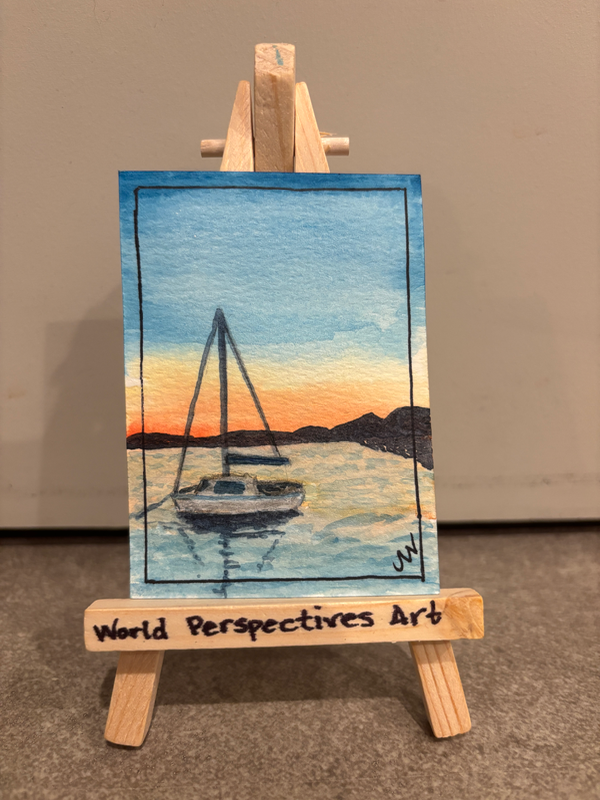 Croatia Sailboat Sunset aceo art card