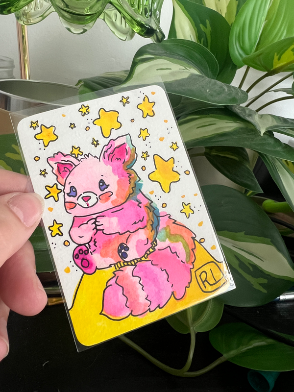 Cat star aceo art card