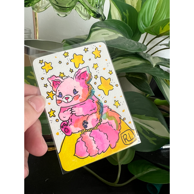 Cat star aceo art card thumbnail 1