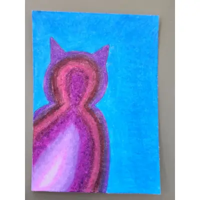 Purple Geode Cat aceo art card thumbnail 2