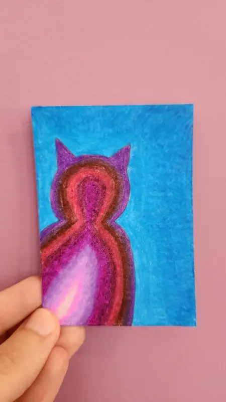 Purple Geode Cat aceo art card