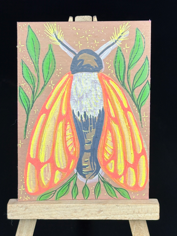 Orange Moth aceo art card