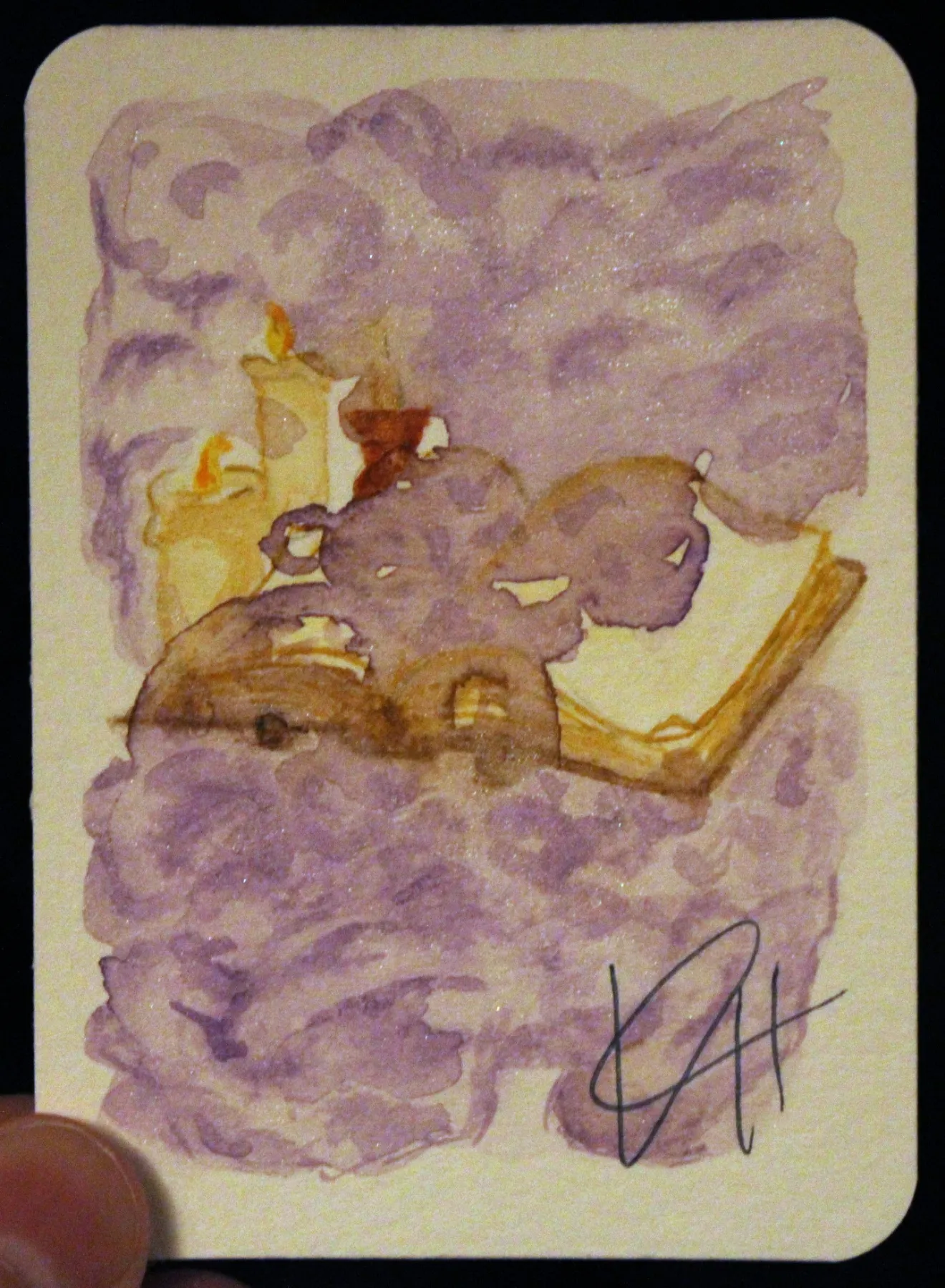 Book of Spell becoming Cursed aceo art card